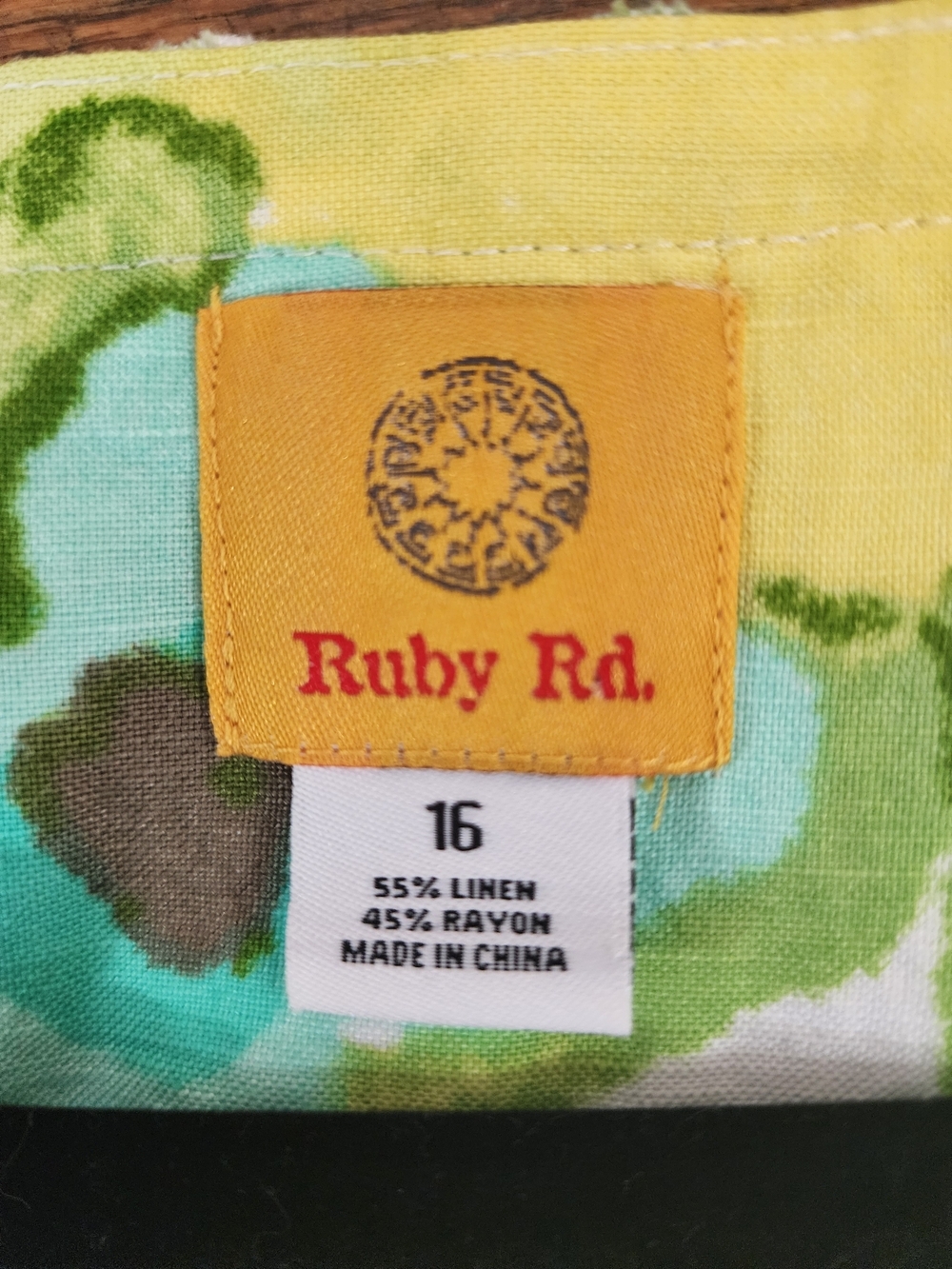 Ruby Rd. Yellow Green Floral Button-Front Blouse - Picture 5 of 7
